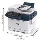 Imprimante multifonction Xerox C315 dimensions Imprimante multifonction Xerox C315 vue de trois quart avec dimensions