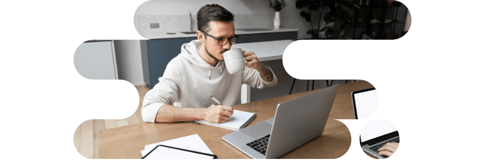 Collaborateur en situation de travail hybride à domicile, illustrant les défis pour sécuriser données télétravail en 2026.