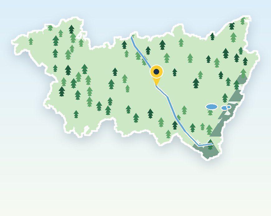 Carte illustrée des Vosges avec Épinal, ville du Salon des collectivités vosgiennes 2026